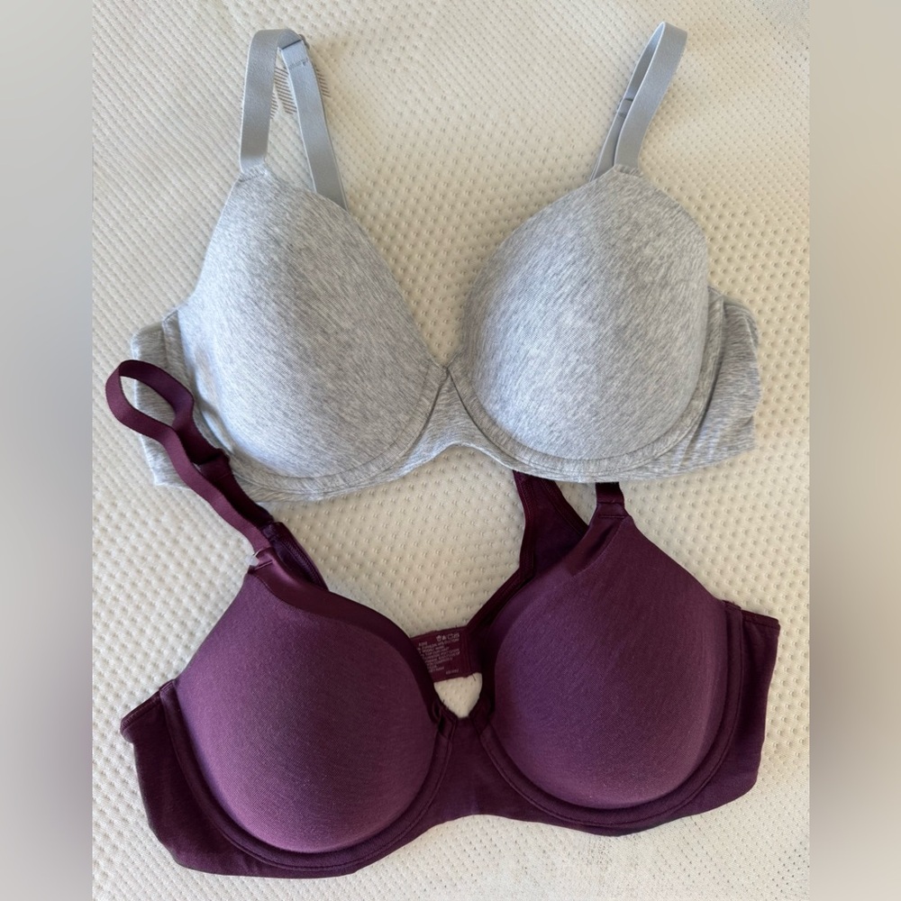 Bali T-Shirt Bra Two-Pack in Heather Gray and Plum